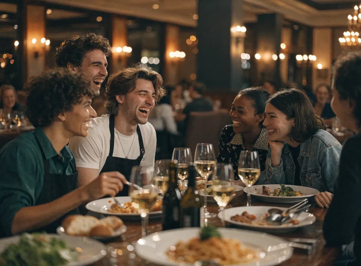 Een gedekte tafel voor een groepstasting